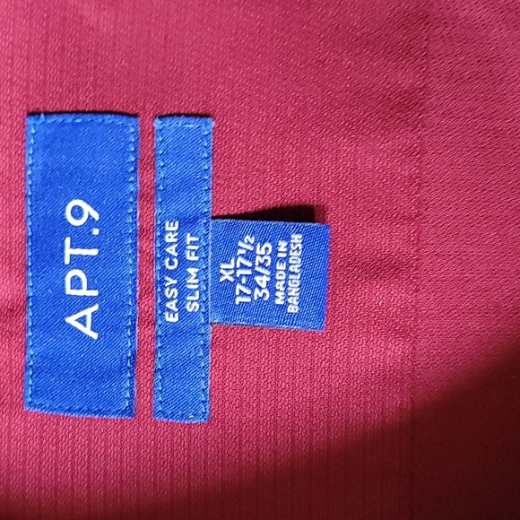 Apt 9 Slim-Fit Button-Down Shirt  Cabernet  Easy-Care Spread-Collar Men's XL NEW - Picture 4 of 7